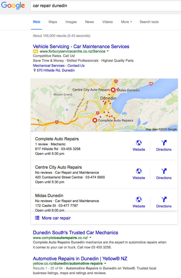 Google Search Location shows 3
