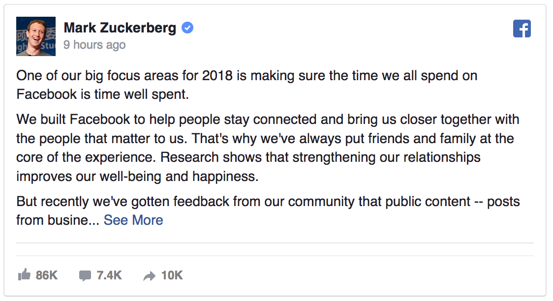 Mark Zuckerberg announces the end of the newsfeed for businesses as we know it