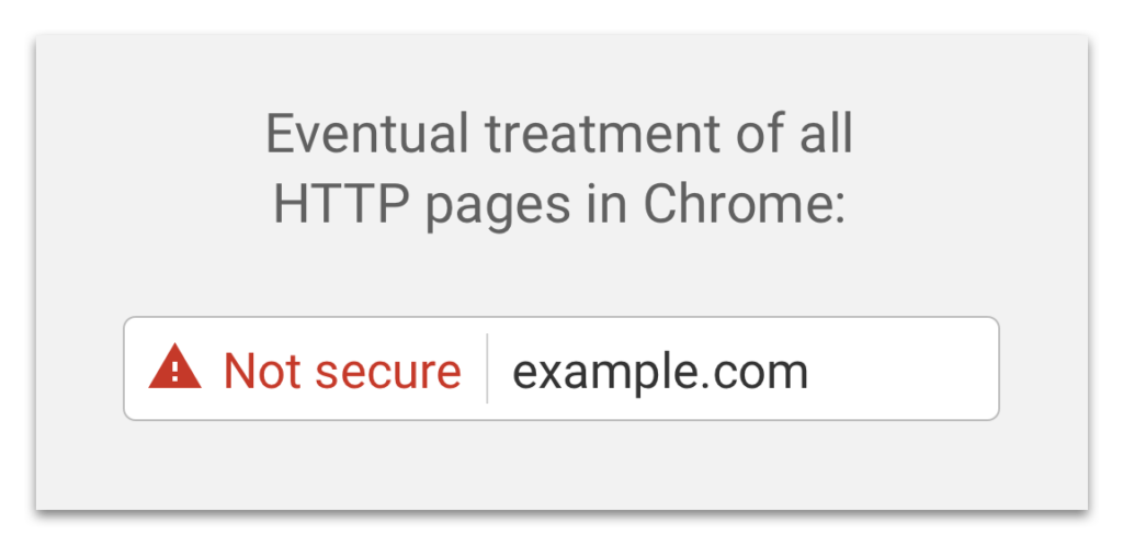 HTTP no longer secure. Warning message will appear in Chrome. 